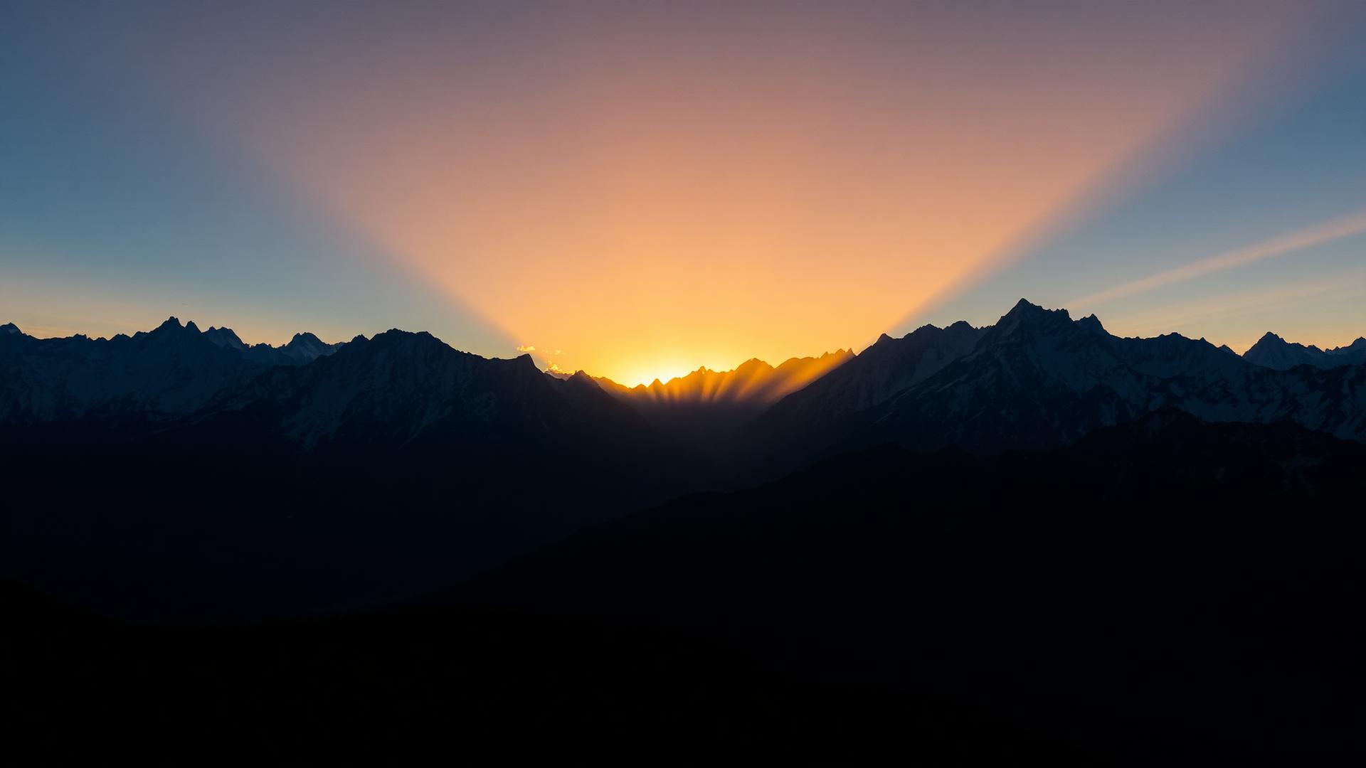 Himalayan peaks at golden hour